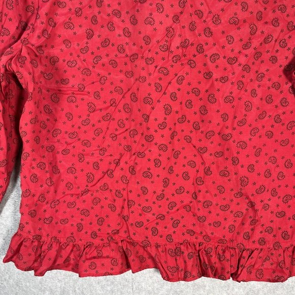 Gordon James Blouse Womens Large Red paisley All Over print crop Ruffle Cardigan - Picture 8 of 8